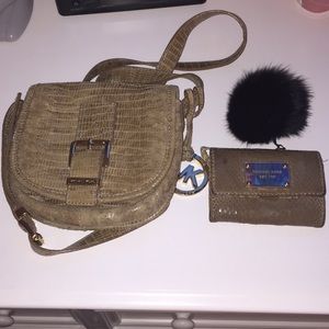 Crossbody MK bag, matching wallet, MK key chain